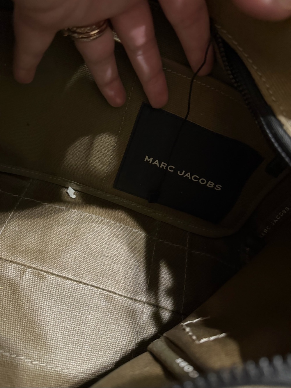 Marc Jacobs Khaki Canvas Tote with Black Logo Strap - Picture 4 of 7